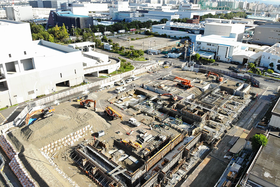 全景アップ写真 基礎地中梁施工中